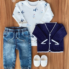 Cardigan Bebê Tricot Tranças
