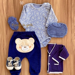 Conjunto Body e Calça Plush Bordado Ursinho Simon