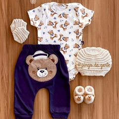 Conjunto Body e Calça Bordado Fofinho Ursinho Lipp