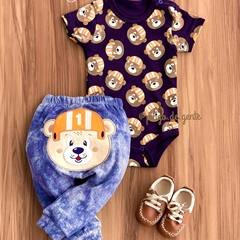 Conjunto Body e Calça Bordado Fofinho Ursinho Fred