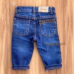 Calça Jeans Detalhe Couro Bebê