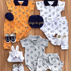Conjunto Body Pólo e Calça Estampados Amigos da Selva 