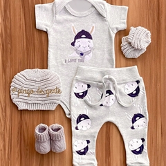 Conjunto Body e Calça Bordado Coelhinho Bob