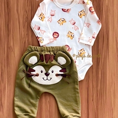 Conjunto Body e Calça Bordado Fofinho Tigrinho Vinícius 