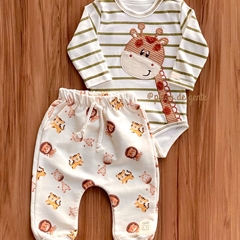 Conjunto Body e Calça Bordado Fofinho Girafinha Vicente 