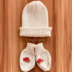 Kit de Touca e Luva Tricot Moranguinhos