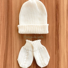 Kit de Touca e Luva Tricot Tranças