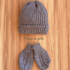Kit de Touca e Luva Tricot Tranças	