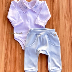 Conjunto Body Golinha Bordada e Calça Algodão Egípcio Aviãozinho