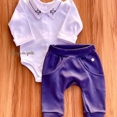 Conjunto Body Golinha Bordada e Calça Algodão Egípcio Aviãozinho