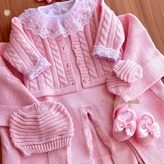 Saída Maternidade Tricot 4 Peças Tranças