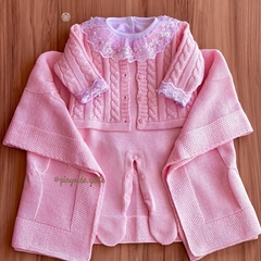 Saída Maternidade Tricot 4 Peças Tranças