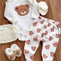 Conjunto de Body e Calça Unissex Bordado Ursinho Lile