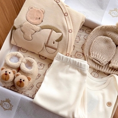 Macacão Algodão Abertura Quimono Unissex Bordado Ursinho Ninou