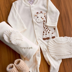 Macacão Algodão Bordado Girafinha Bally