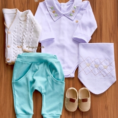Conjunto Body Golinha Bordada e Calça Algodão Egípcio Pierre 