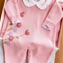 Saída Maternidade Tricot Bordada 3 Peças Florale